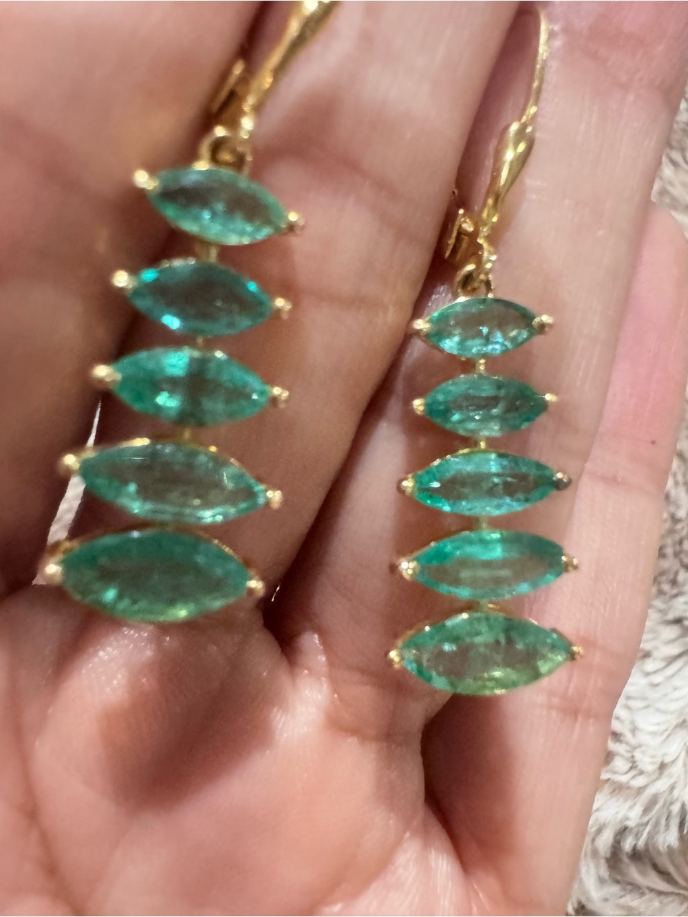 Certified 14K Natural Emerald Dangle Earrings 4.08 CTW Marquise Cut Leverback - Picture 5 of 13